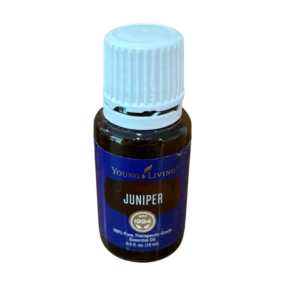 Young Living Juniper Essential Oil 0.5 oz Therapeutic Grade 80% Full Open Bottle